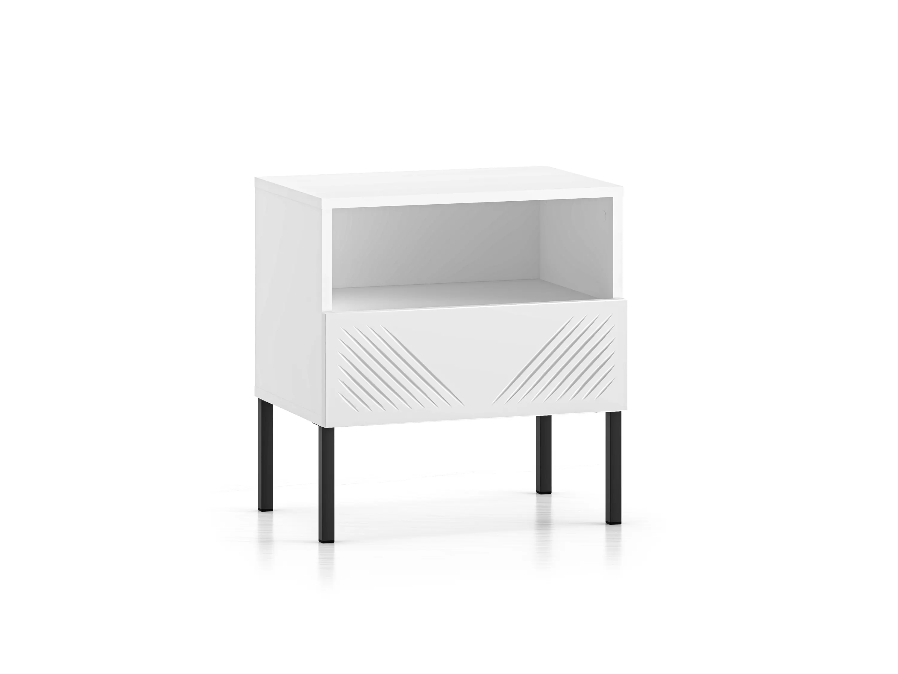Szafka nocna z szufladą CLEARING 05 biały alpejski, noga-czarny Szafka nocna z szufladą CLEARING 05 biały alpejski, noga-czarny