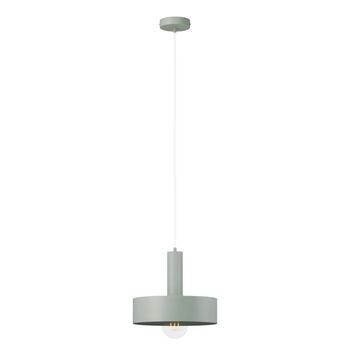 lampa wisząca, pendant light, kolor zielony, metalowy abażur, żarówka Edison