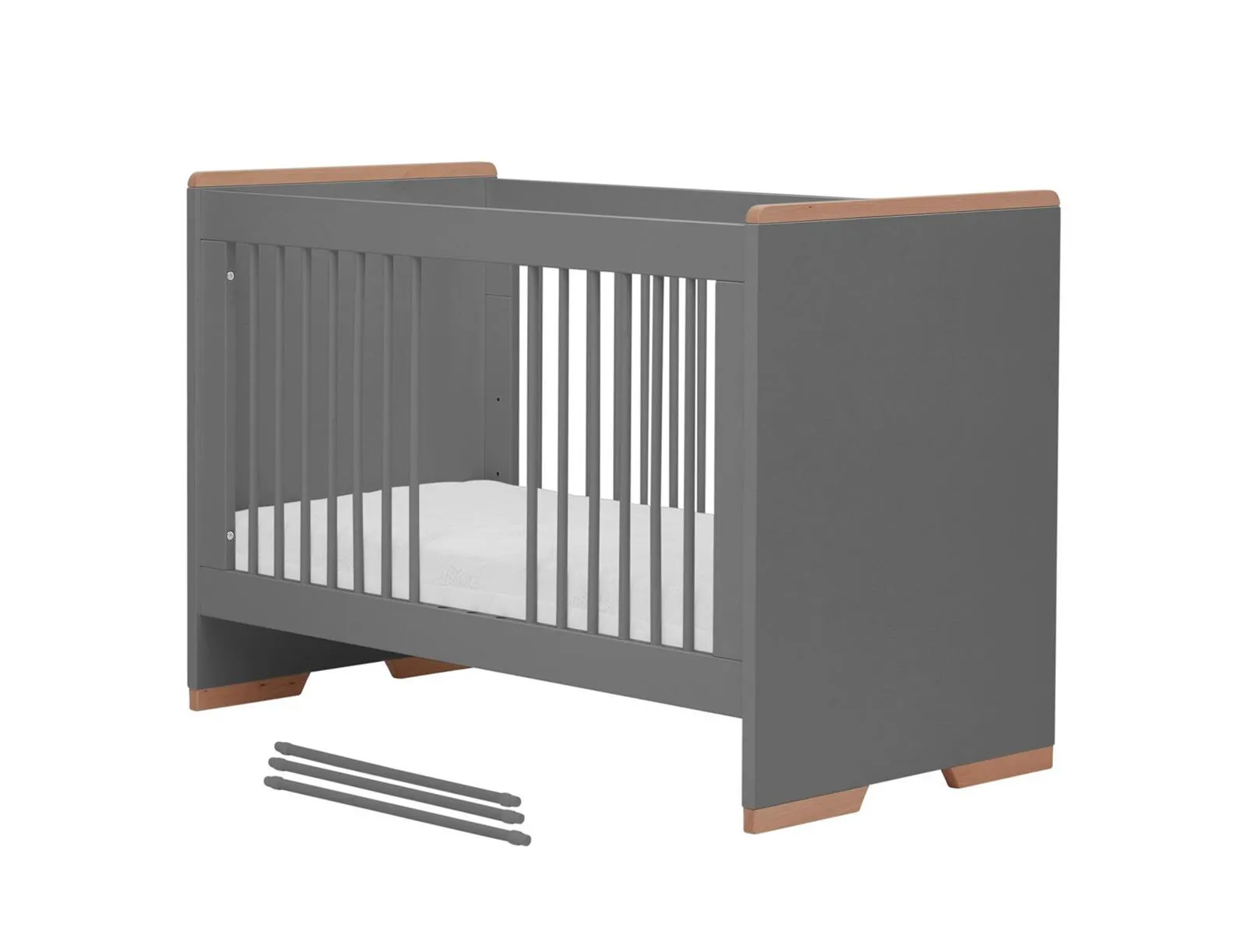 Łóżeczko SNAP regulacja wysokości 60x120 ciemnoszare - PIN_023-010-162