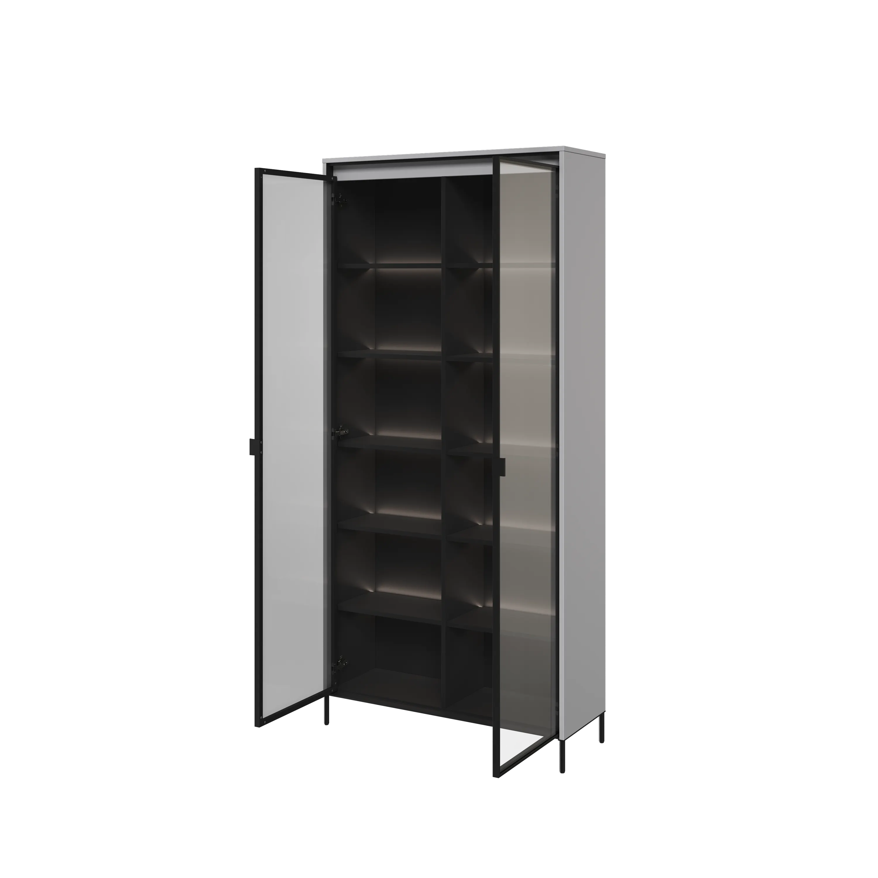 Witryna z oświetleniem TREND TR-07 2D szary/czarny - TR7SC-V2