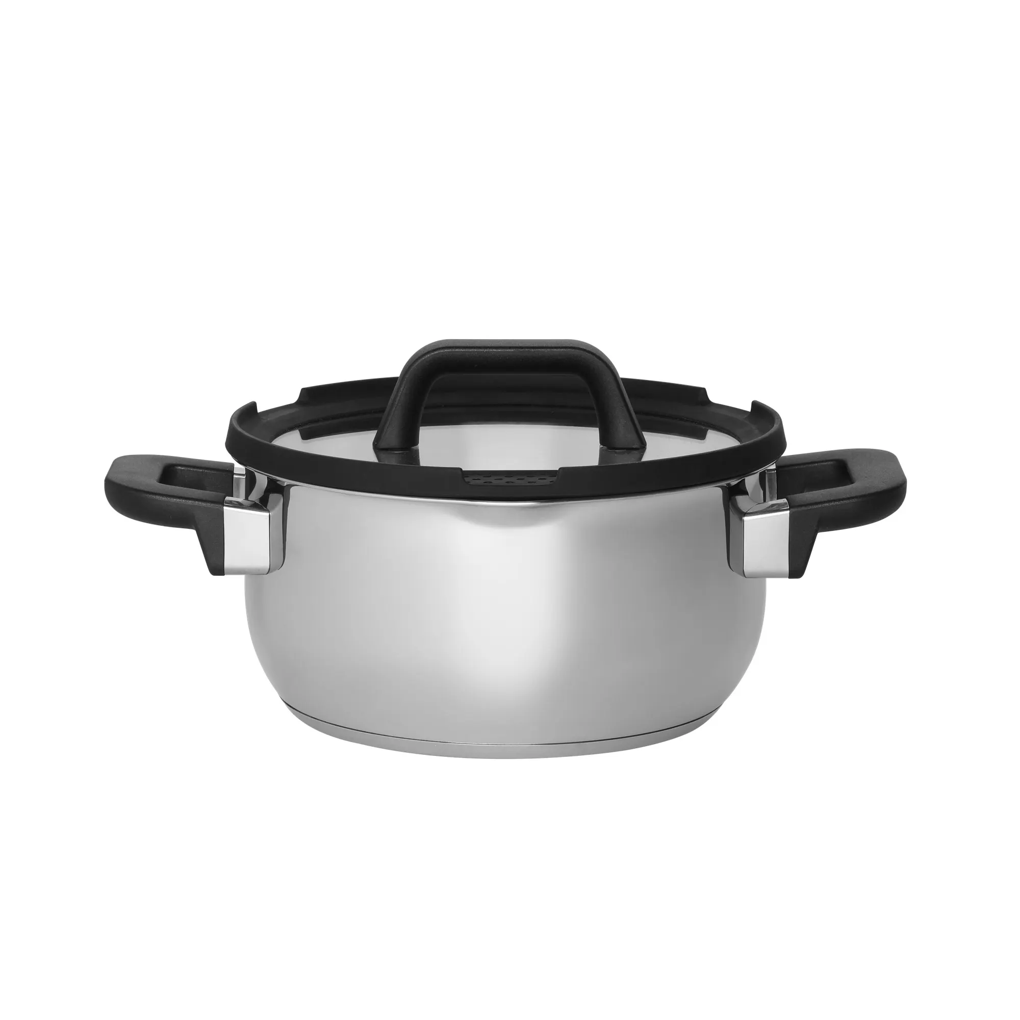 image garnek, stalowy, pokrywa, czarny, uchwyty