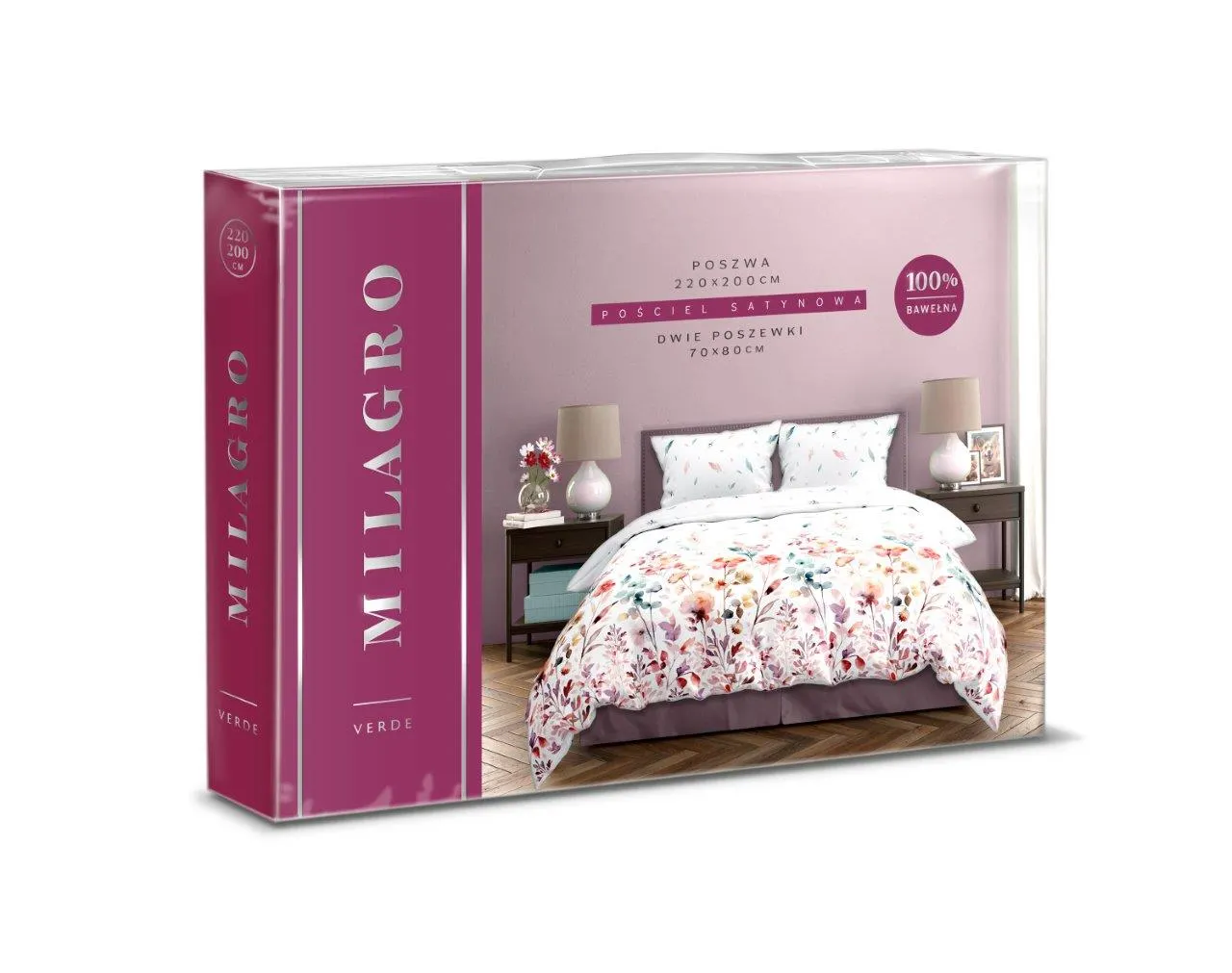 Pościel komplet MILAGRO VERDE 001 satyna bawełniana 220X200+2x70X80 wielokolorowa - FARO_29953