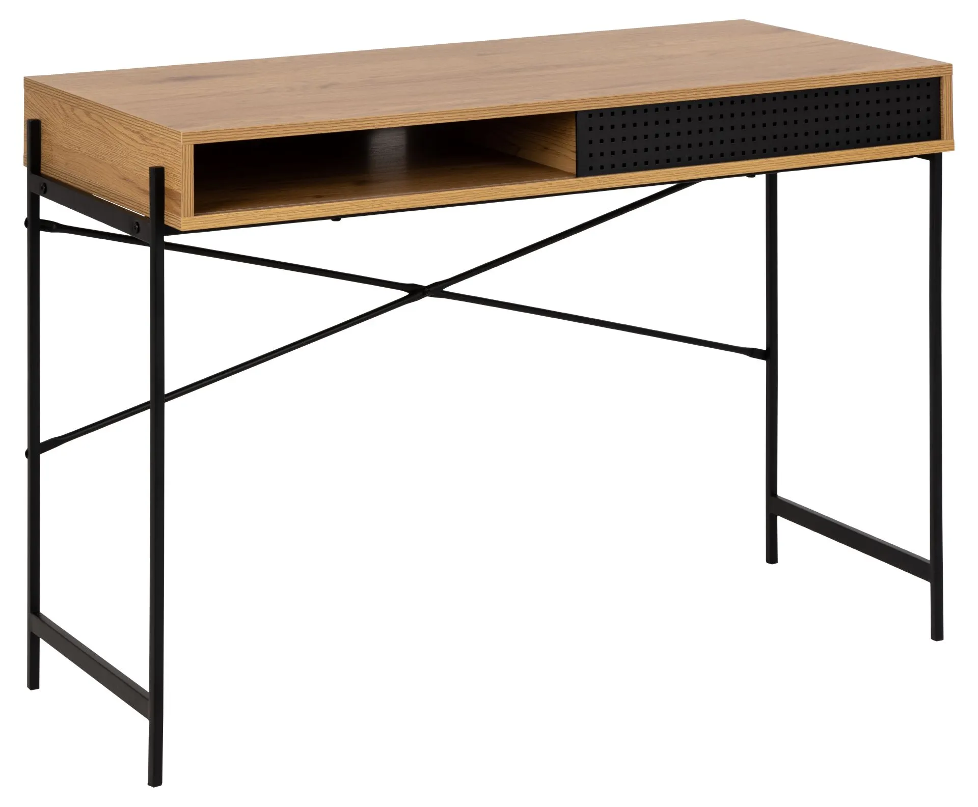 Biurko z półką i przesuwaną osłoną ANGUS 50x110x75 kolor: dziki dąb, czarny - 0000090080