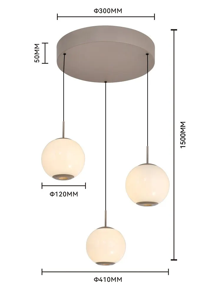 Lampa wisząca LUBERON trójka okrągła LED kaszmirowa — zdjęcie 5