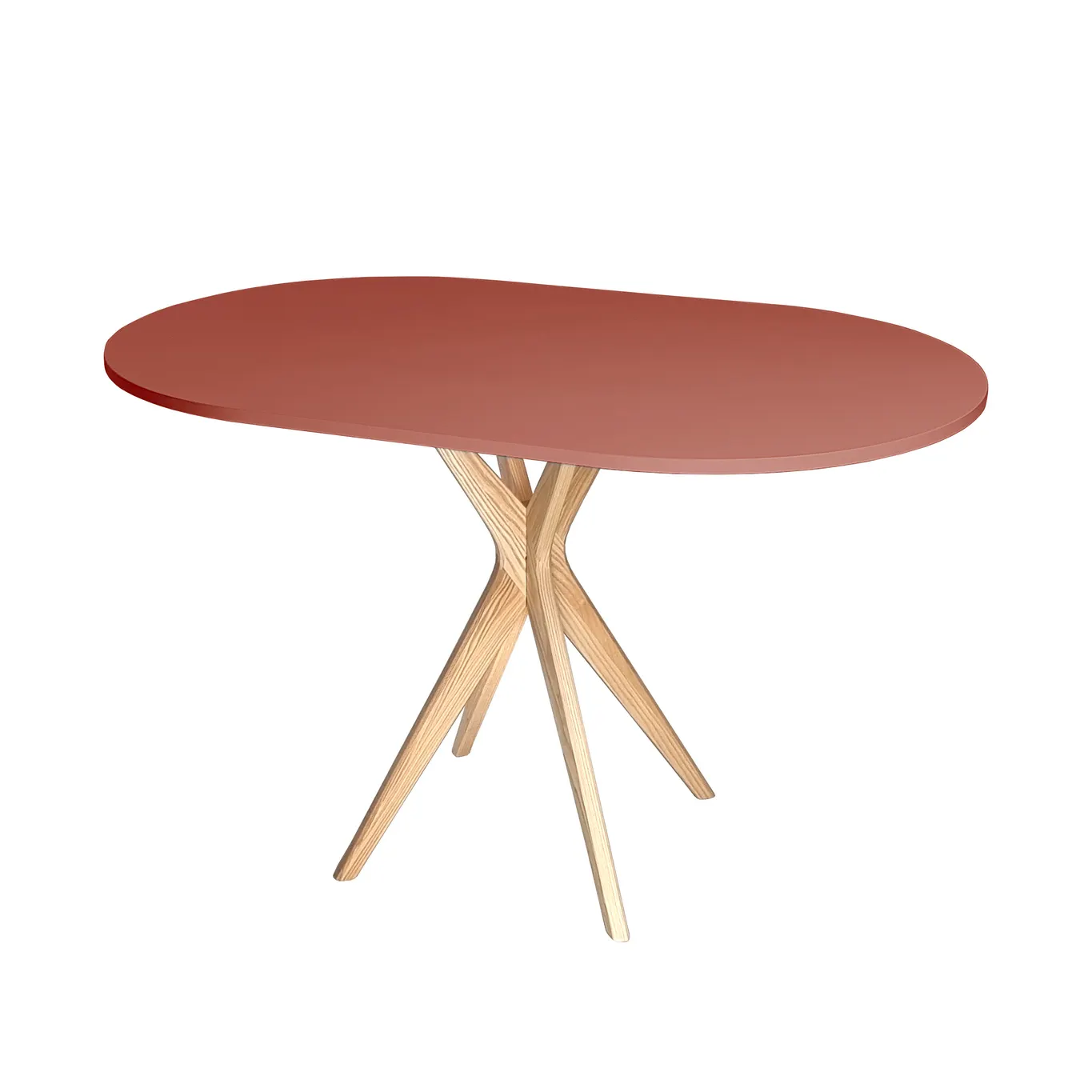 Stół owalny JUBI Racetrack 75x100cm koralowy naturalny Stolik kawowy, Meble, Tabela, Stół do jadalni, Sklejka