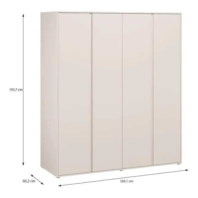image szafa, szafa 4-drzwiowa, meble drewnopochodne, biała szafa, wymiary-mebel