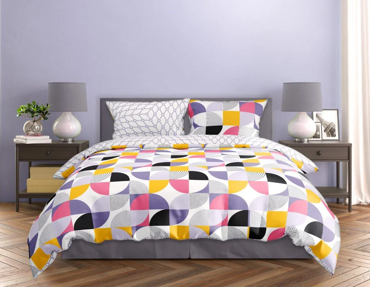 Pościel komplet MILAGRO VERDE 008 satyna bawełniana 160X200+2x70X80 wielokolorowa - FARO_29951