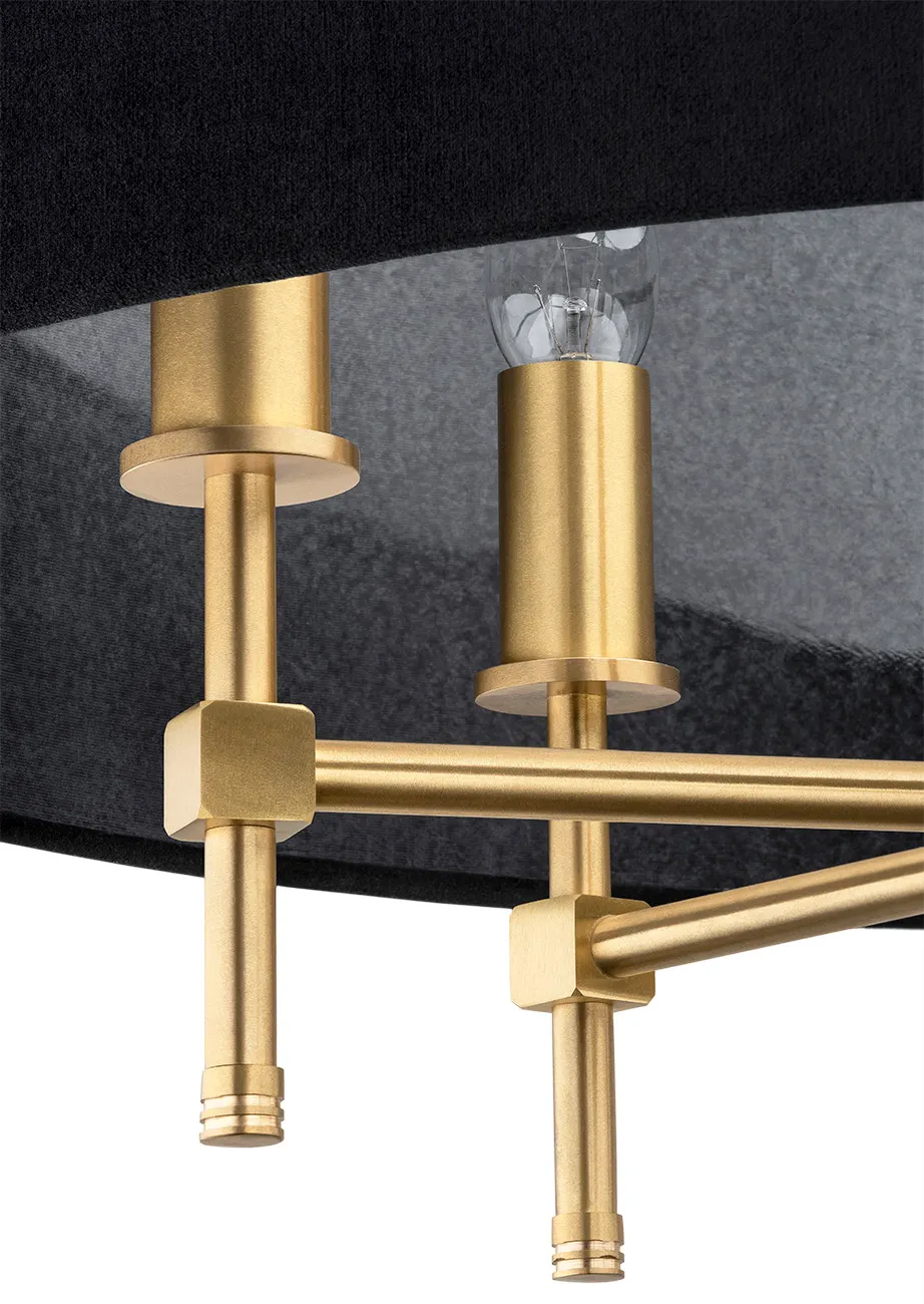 Żyrandol ABBANO metalowy mosiądz szczotkowany czarny okrągły klosz 103x60cm - 2133