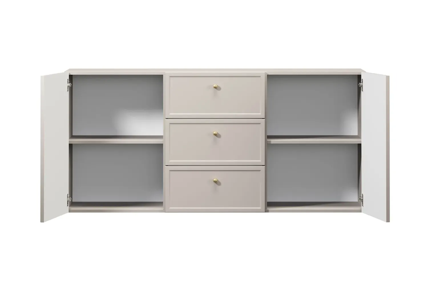 Komoda wisząca 2-drzwoiowa z 3 szufladami LORINI 150 - cashmere gałka złota - B_166772