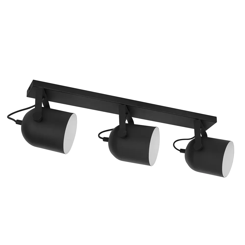 Lampa sufitowa SPECTRA czarna na metalowej listwie z regulowanymi reflektorami białe wewnątrz 67x20x18cm - TK_2611