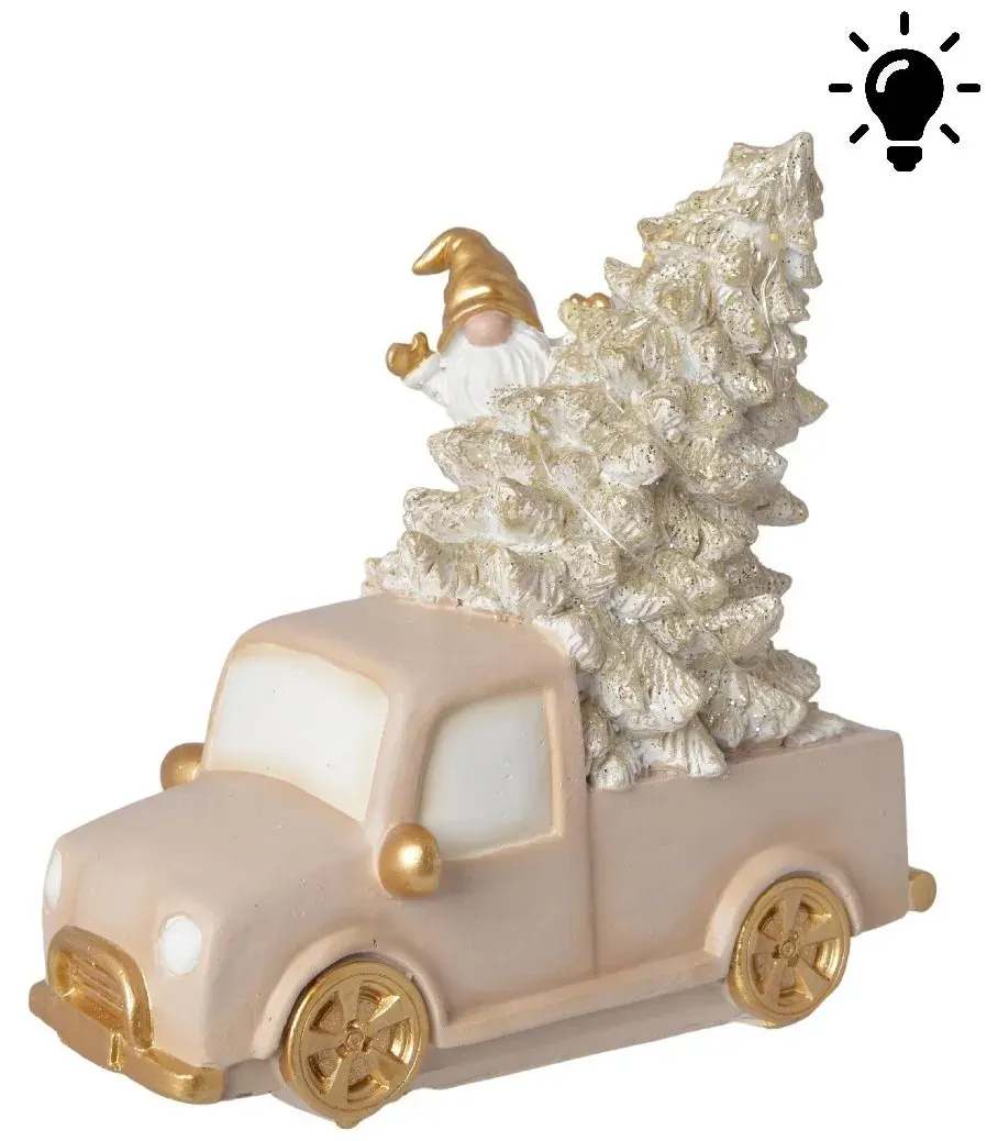 AUTKO z choinką LED beżowo-złote AUTKO z choinką LED beżowo-złote