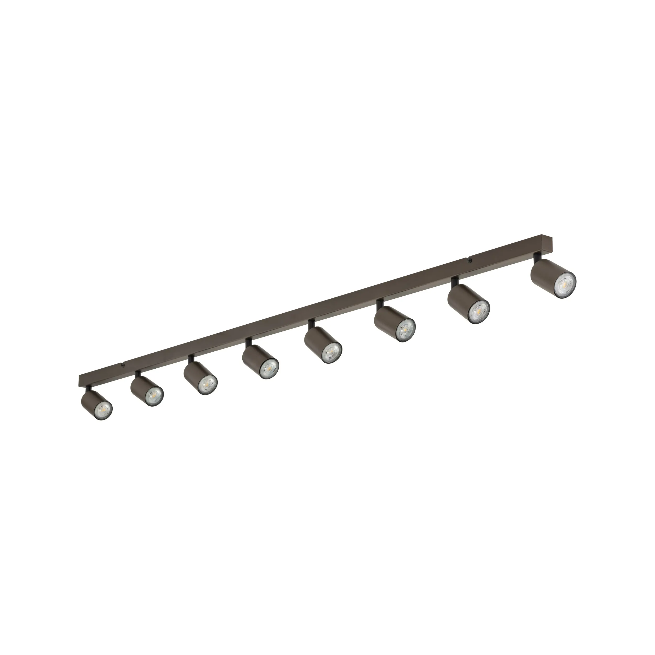 Lampa sufitowa TOP brązowa na metalowej listwie 8 regulowanych reflektorów 170x19x15cm Lampa sufitowa TOP brązowa na metalowej listwie 8 regulowanych reflektorów 170x19x15cm