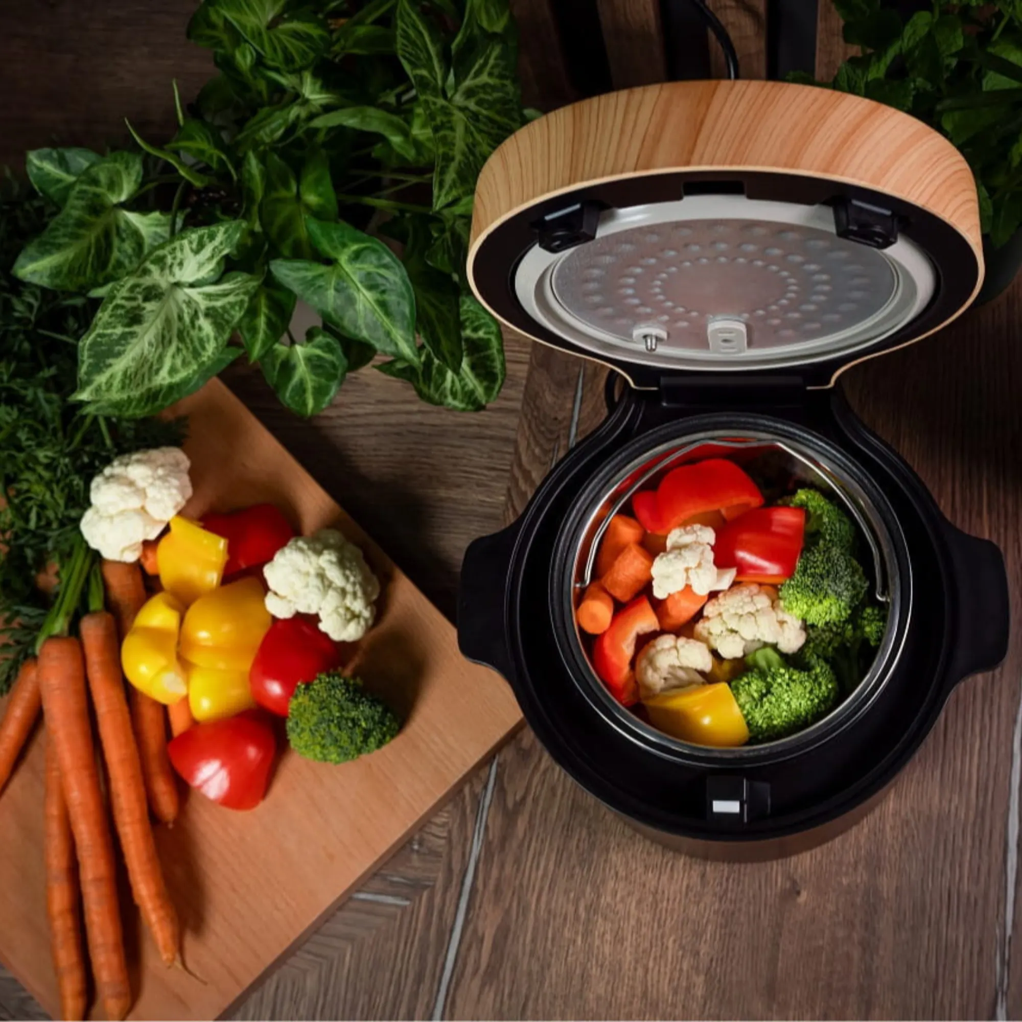 Ryżowar 2 l czarny, dekor z drewna CONCEPT - ND_RE4040