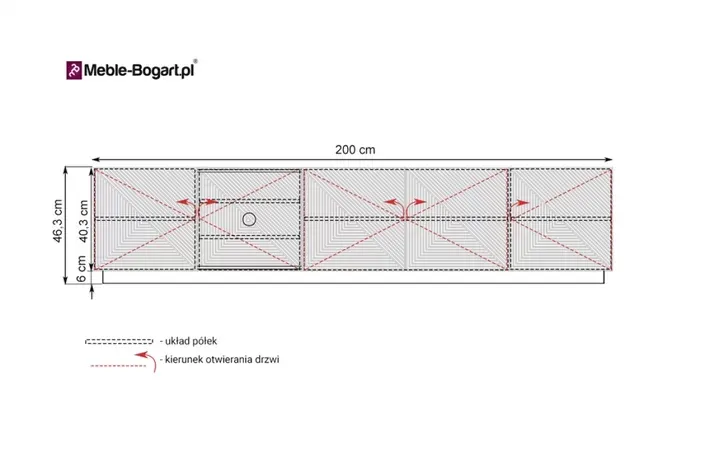 Szafka RTV ASHA 200 5D - biały mat- ryflowany front - cokół - B_52540