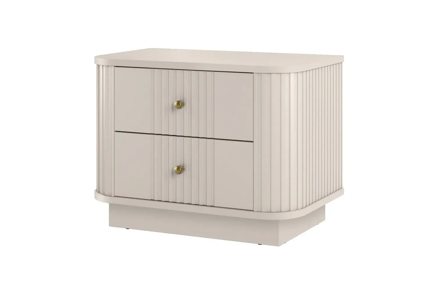 Zestaw szafka nocna z 2 szufladami VESPER 2-set ryflowany front - cashmere złote uchwyty cokół - B_169465