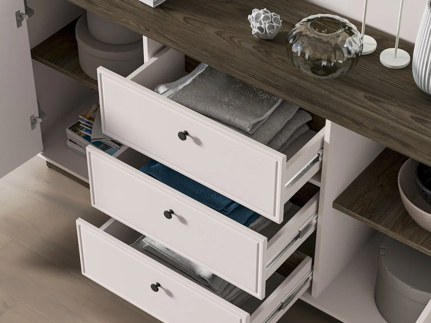 Komoda 2-drzwiowa z 3 szufladami VILAVIO 03 szer.180cm dąb windmill dark cashmere - 1VILA03-001