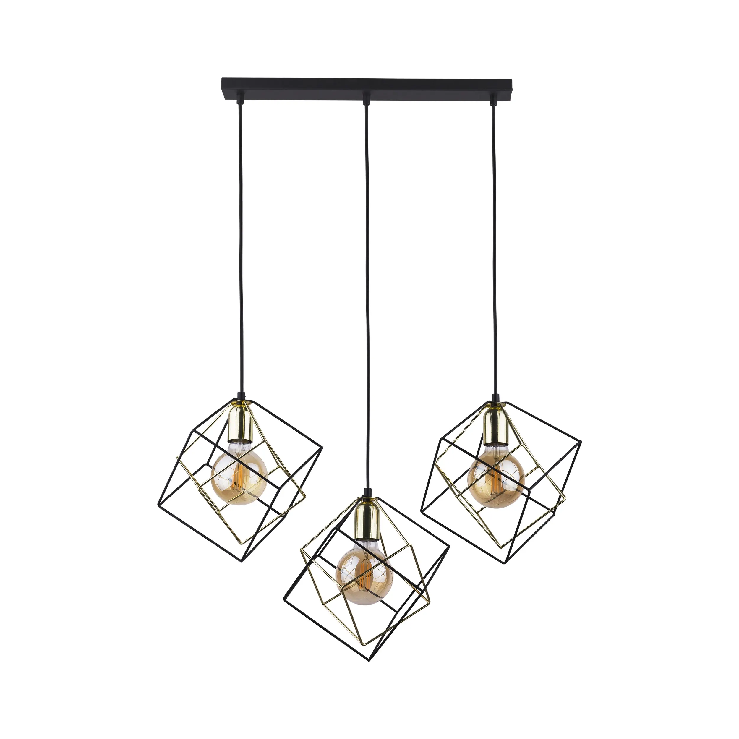 Lampa wisząca ALAMBRE czarna ze złotymi elementami na metalowej listwie 135x84x28cm