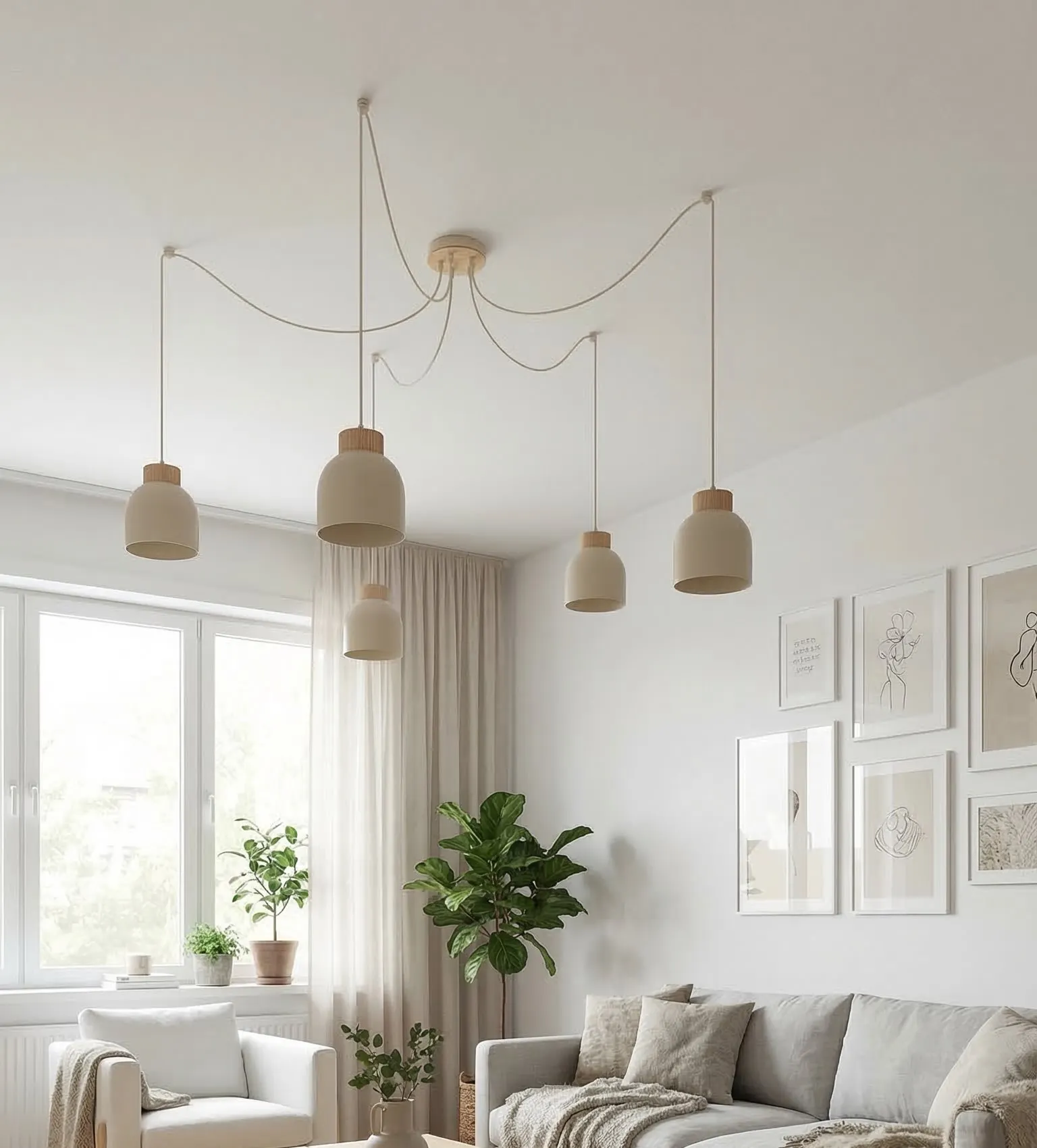 lampa sufitowa, kinkiety wiszące, design skandynawski, oświetlenie wnętrza, wnętrze minimalistyczne