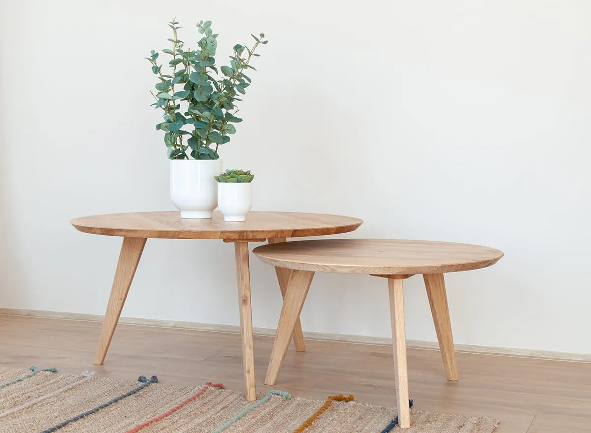 Stolik kawowy dębowy ORBETELLO okragły 70 cm - dąb olejowany - 3SORB58