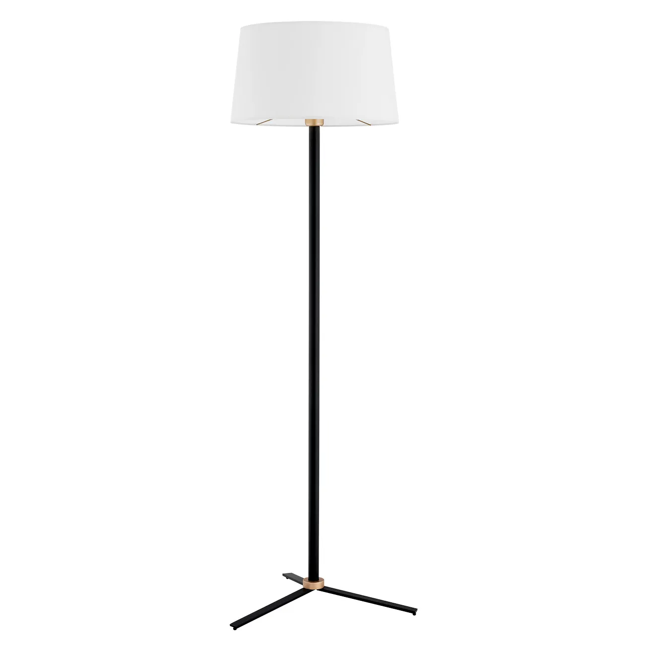 Lampa podłogowa CAVALINO czarna złota abażur śmietankowy okrągły 158x53cm - 8308