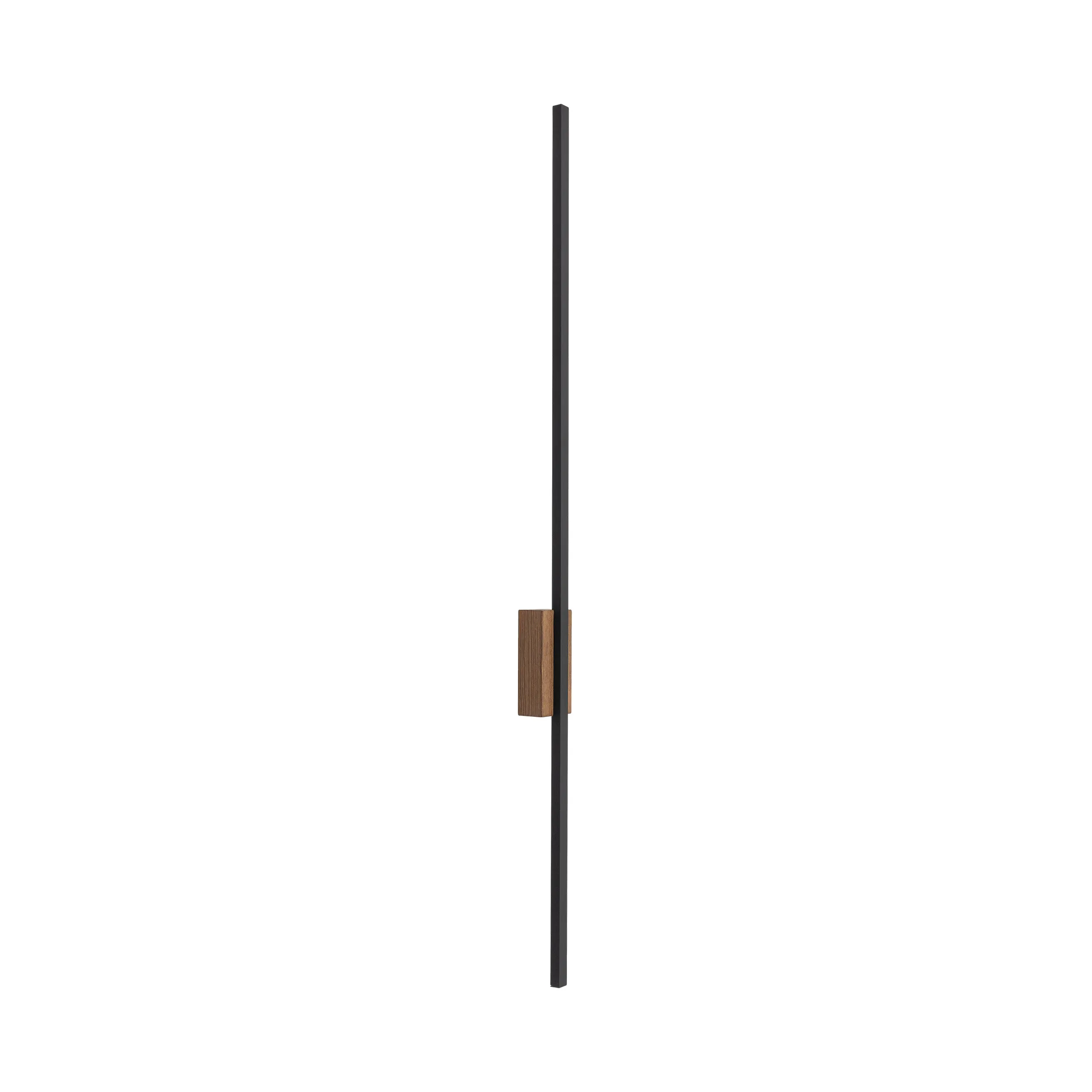 Kinkiet FLASH czarny z drewnianym w kolorze orzech elementem 108x6x5cm