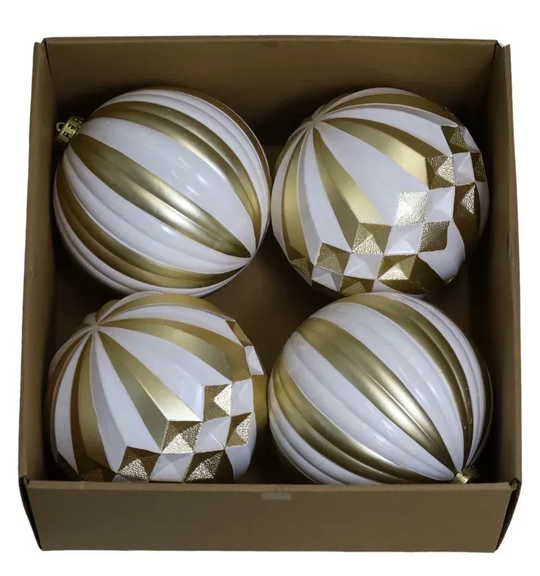 Komplet 4 bombek plastikowych czerwono-białych 8518