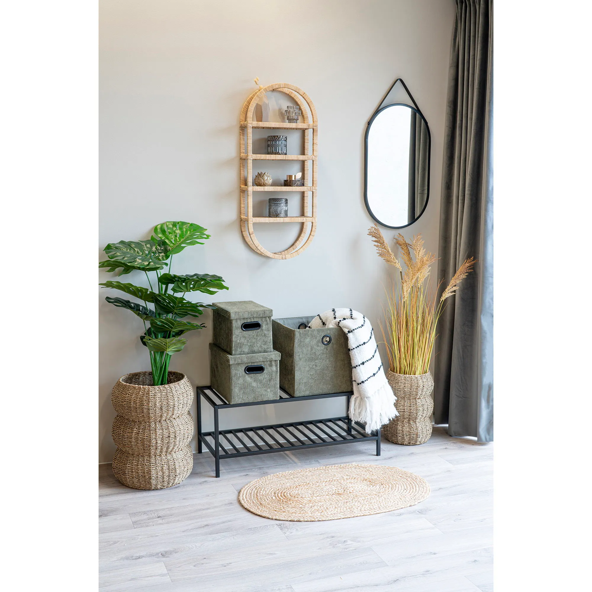 Wycieraczka z plecionej juty BOMBAY owalna 50x80 cm naturalny - 3981095