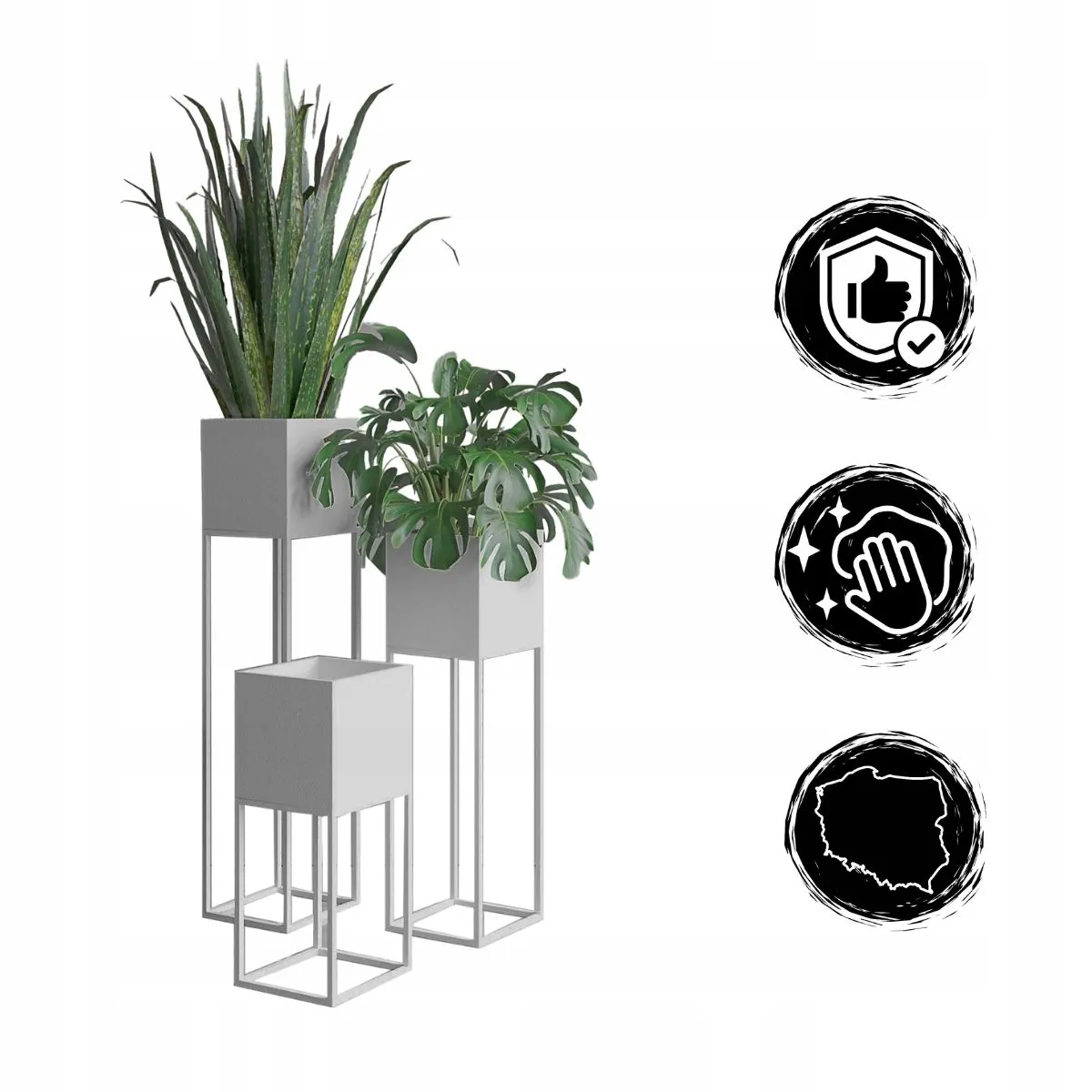 DONICZKA-osłonka na donice metalowa LORIENT S srebrna - LD_TZ000073