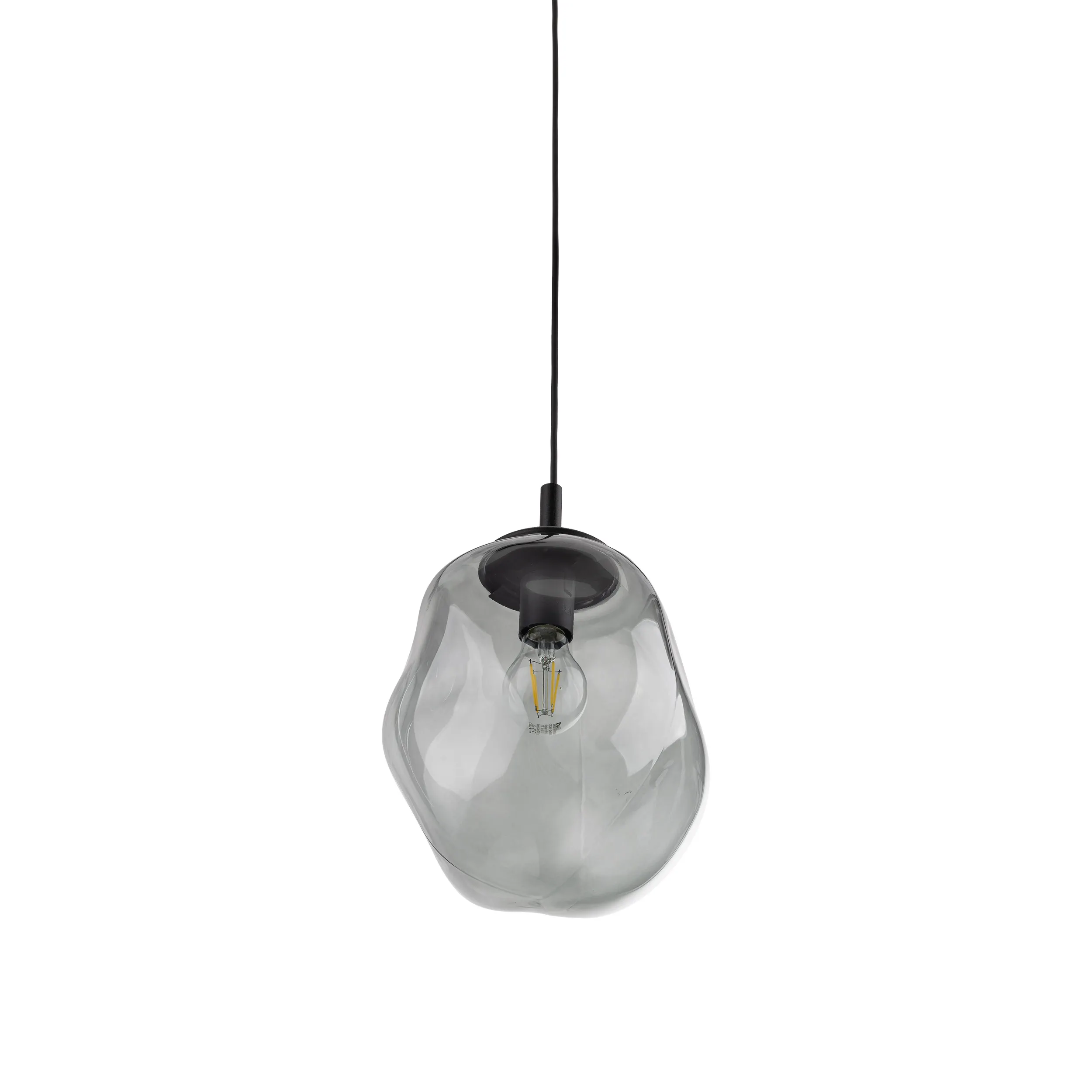Lampa wisząca SOL MINI czarna z przyciemnianym nieregularnym transparentnym kloszem 175x25cm - TK_10084