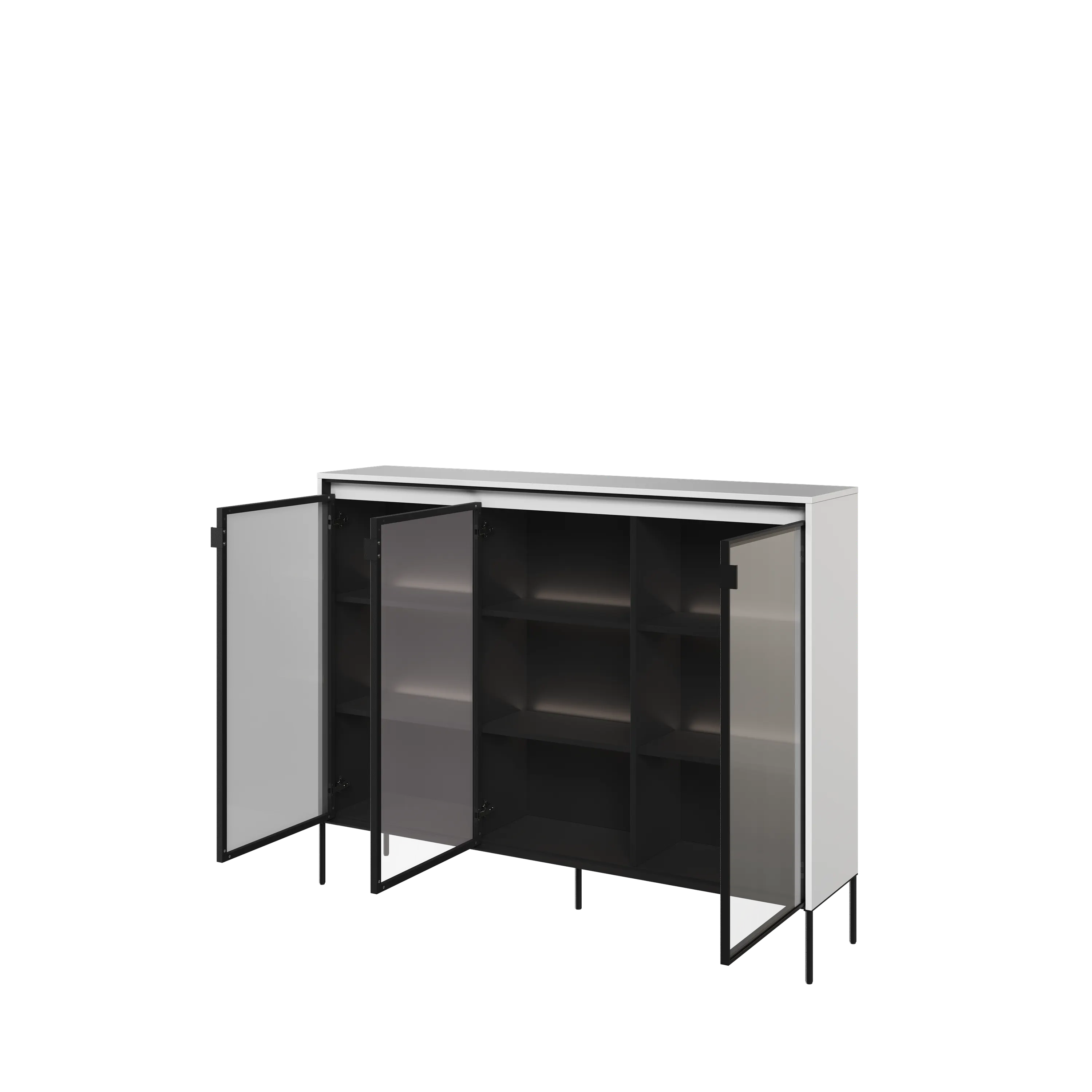 Niska witryna z oświetleniem TREND TR-08 3D biały/czarny - TR8BIC-V2