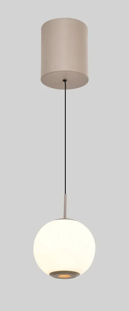 image lampa wisząca, kula, kolor kremowy, konstrukcja wisząca, minimalistyczny design