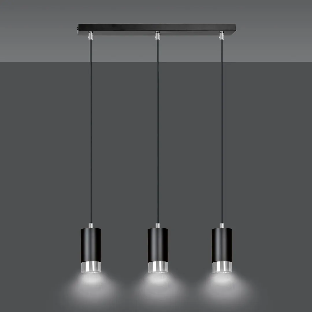 Lampa wisząca FUMIKO (816/3) z regulacją wysokości czarna-chrom — zdjęcie 3