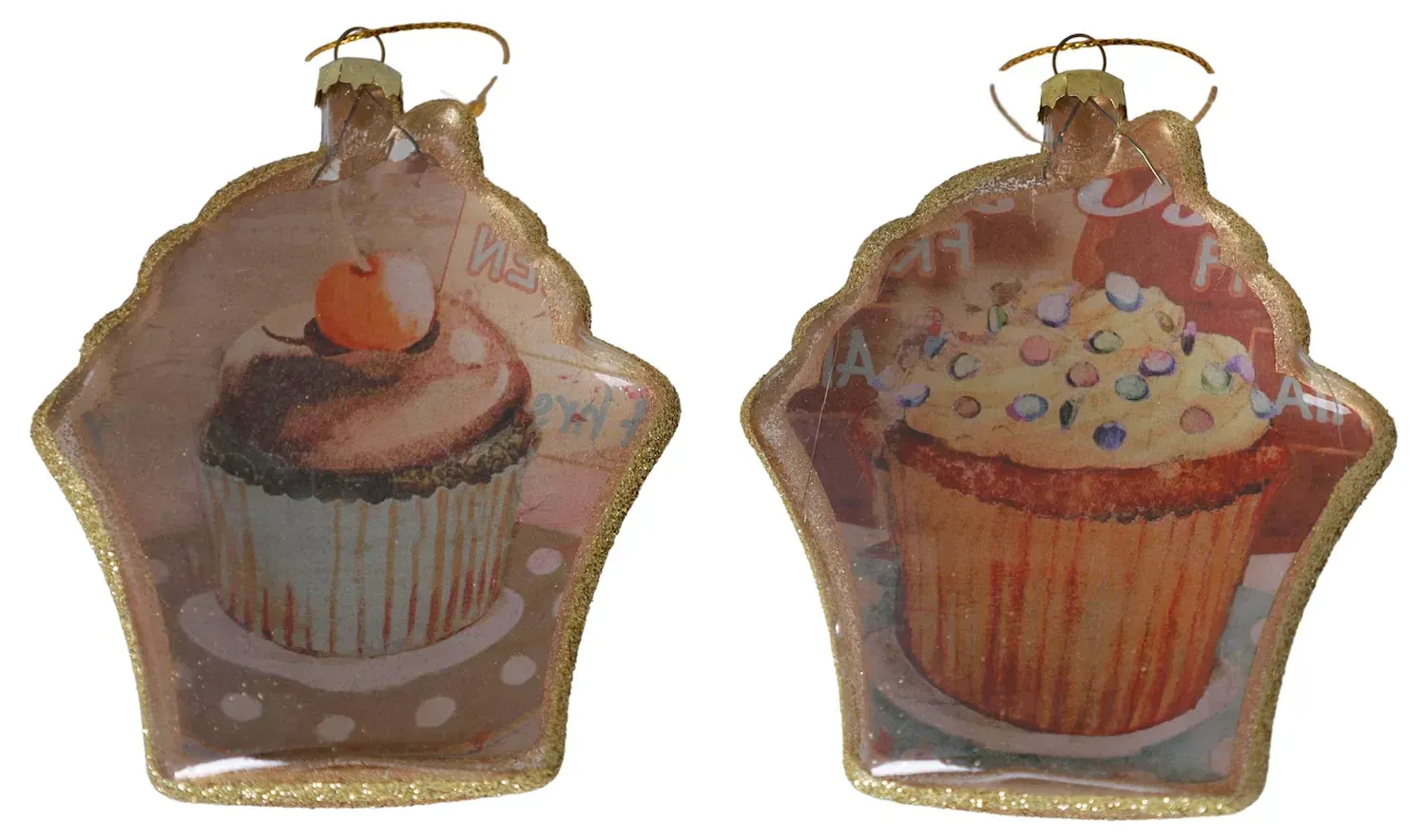 Komplet 2 bombek szklanych MUFFINKA 20638 brązowy Komplet 2 bombek szklanych MUFFINKA 20638 brązowy