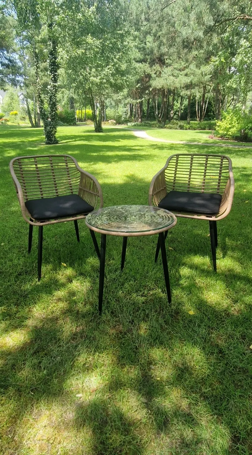 Zestaw ogrodowy na balkon i taras WEBBY 3-set technorattan czarny Zenjoy - WEBBY_CZARNY