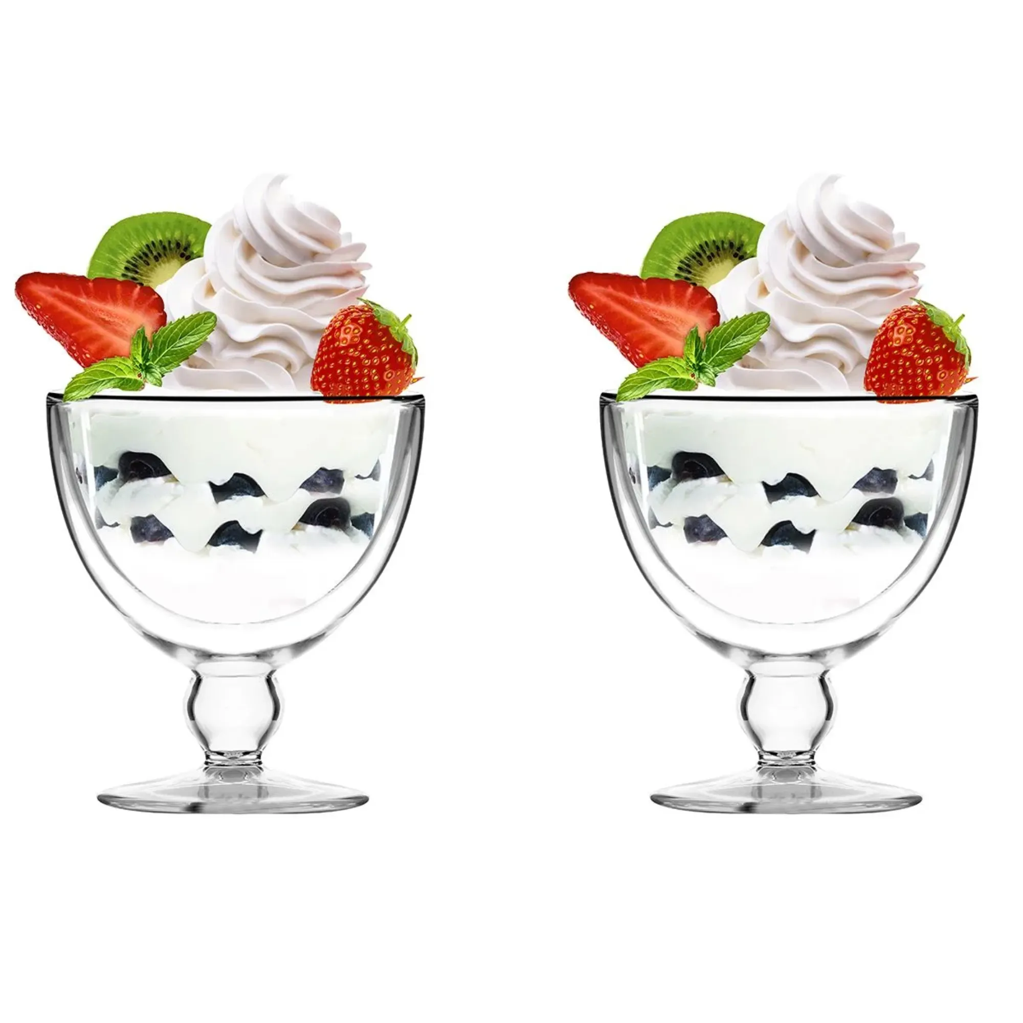 Pucharki do deserów z podwójną ścianką 250 ml AMO zestaw 2 sztuk transparentny Pucharki do deserów z podwójną ścianką 250 ml AMO zestaw 2 sztuk transparentny