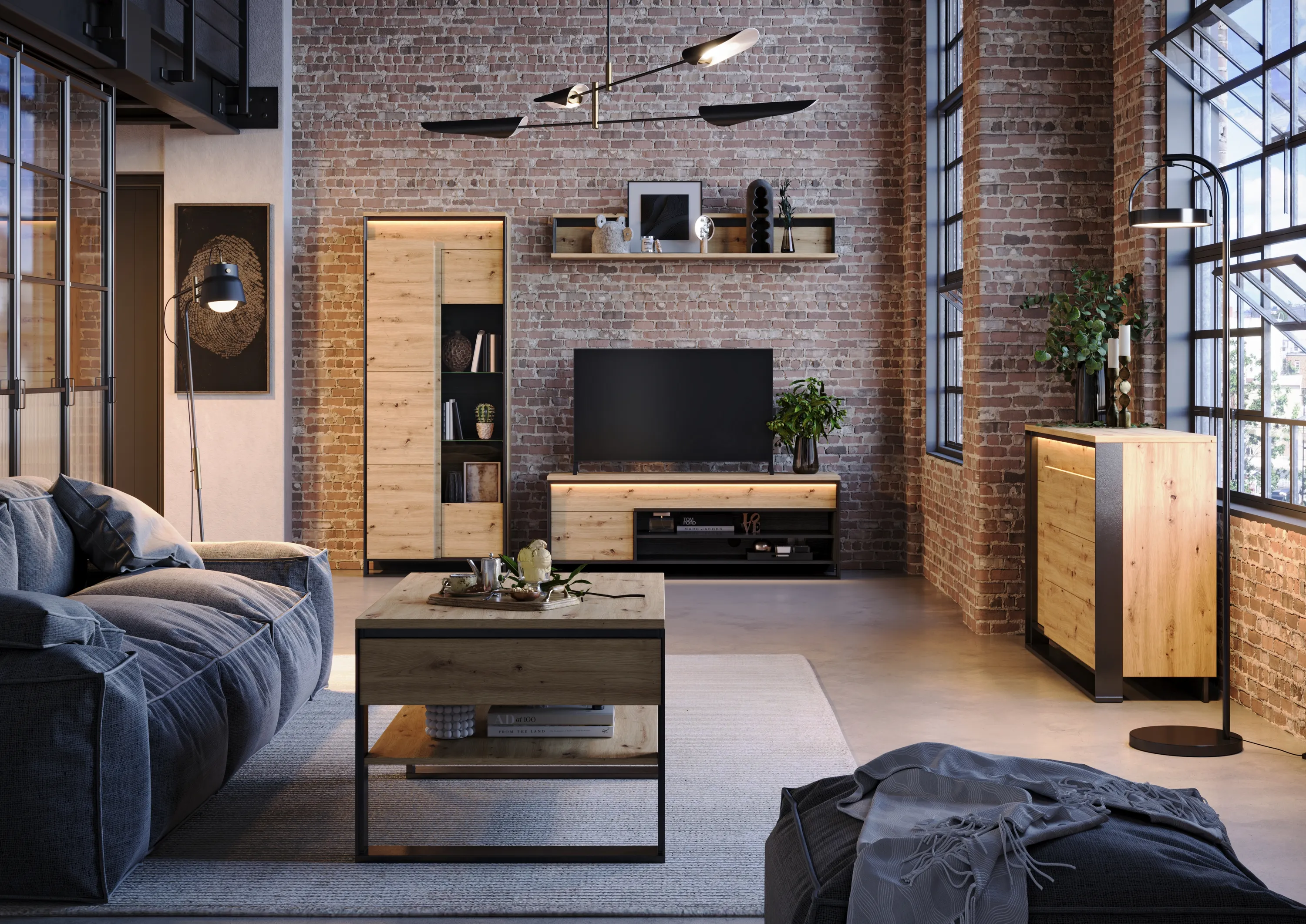 Półka Quant QA-05 155cm dąb artisan/czarna - QA5DAC