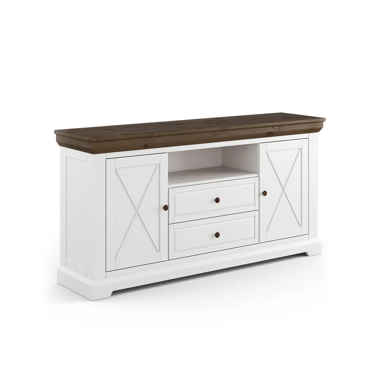 Komoda MARONE ELITE 2-drzwiowa z 2 szufladami biała, tabacco