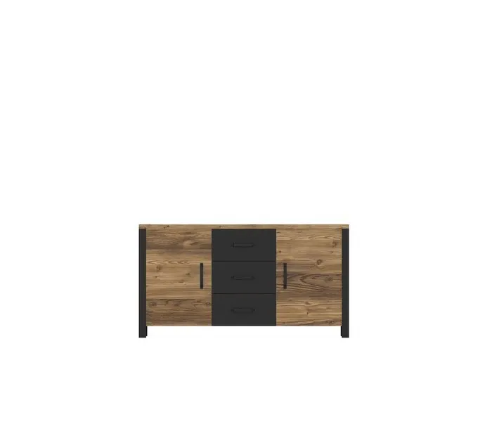 Komoda 2-drzwiowa z szufladami OLIN 147 cm czarna appenzeller — zdjęcie 7