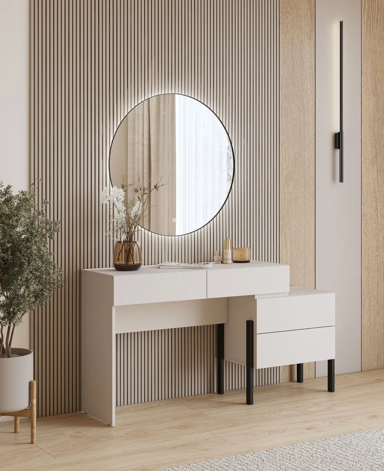 Toaletko-biurko z szufladami JUKON S 143 cm kaszmirowa - 24KSND03