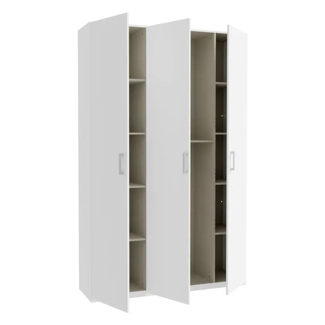 Szafa 3-drzwiowa HOME NOOK 2 drążki i półki 130cm biała - HMNS931-120