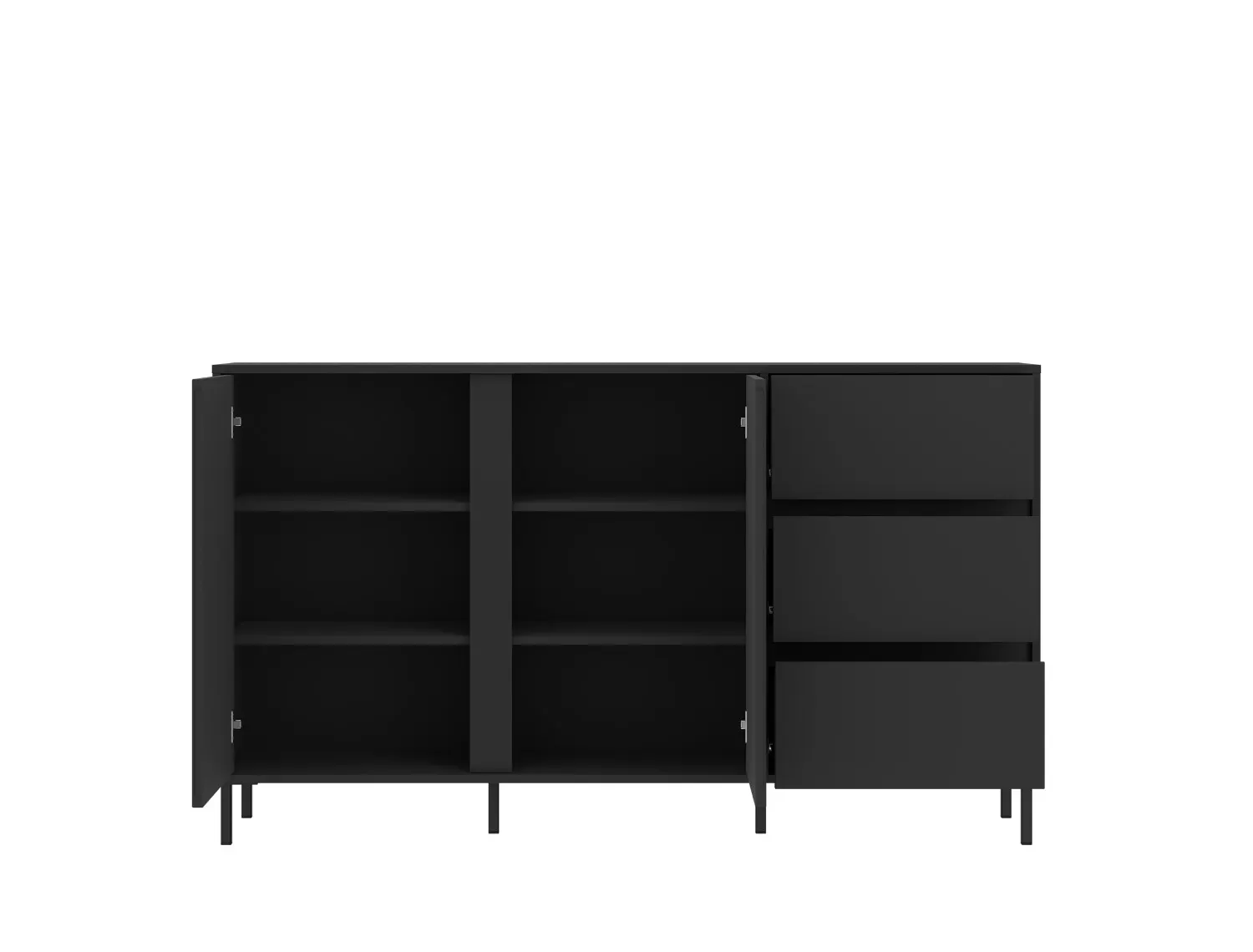 Komoda 2-drzwiowa z szufladami AVENALE 157 cm antracyt