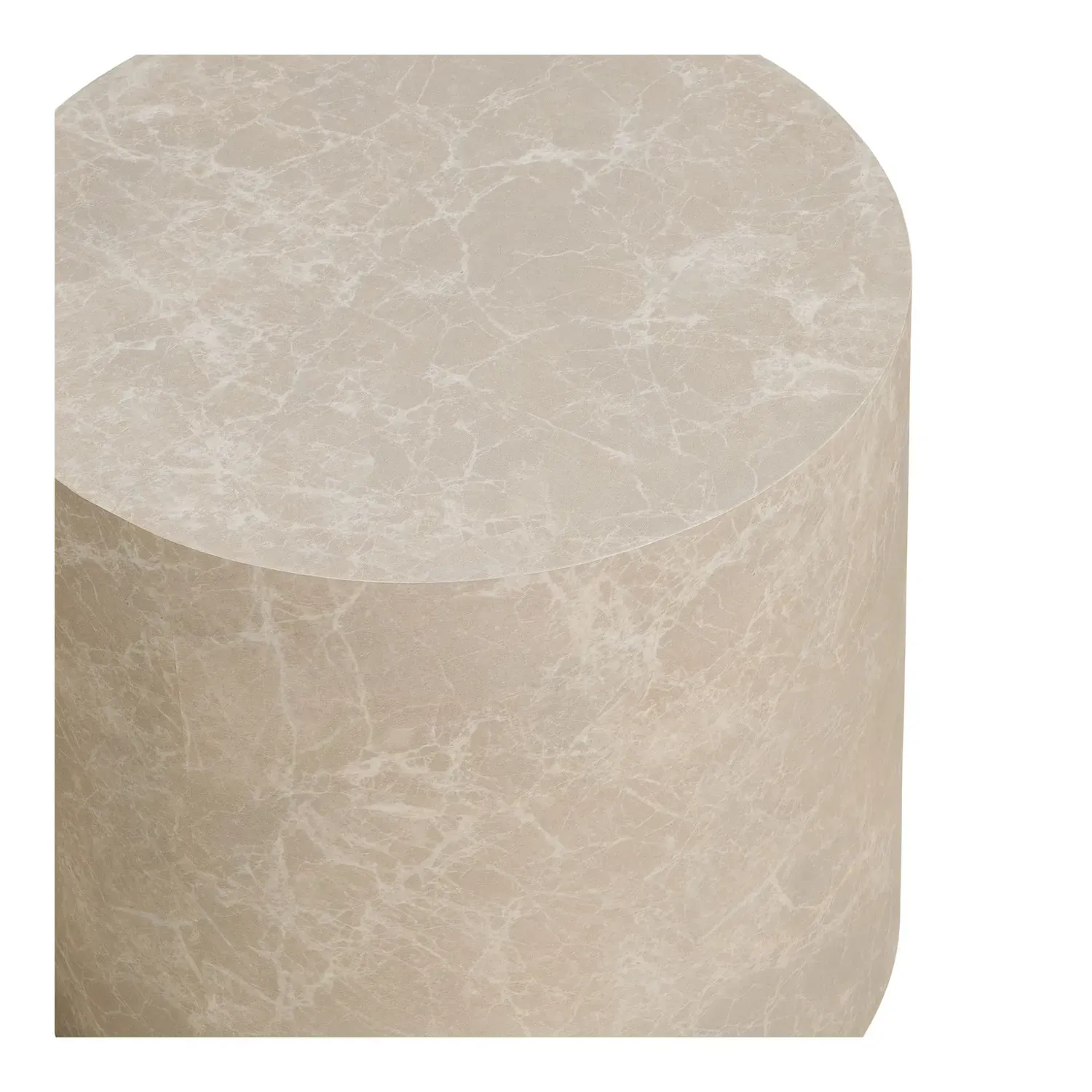 Stolik kawowy okrągły PRAGUE 2-set beżowy efekt marmuru - 2102064