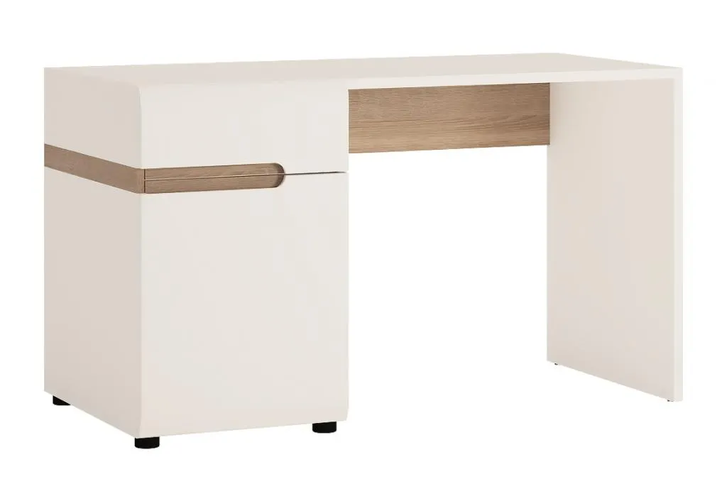 Biurko 1-drzwiowe z 1 szufladą LINATE TYP 80 Biały, Trufla, Biały połysk Biurko 1-drzwiowe z 1 szufladą LINATE TYP 80 Biały, Trufla, Biały połysk