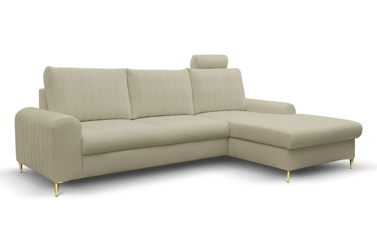 Narożnik rozkładany z pojemnikiem MONACO LOFT 251 cm prawy beżowy Narożnik rozkładany z pojemnikiem MONACO LOFT 251 cm prawy beżowy