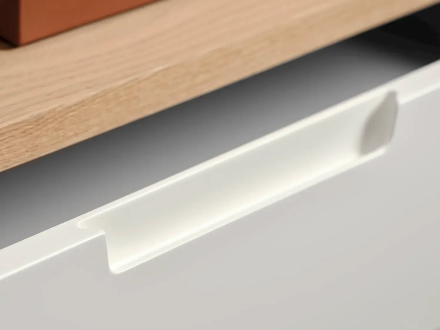 Regał wysoki AMALFI z 2 szufladami - biały, dąb naturalny - UN_36382231