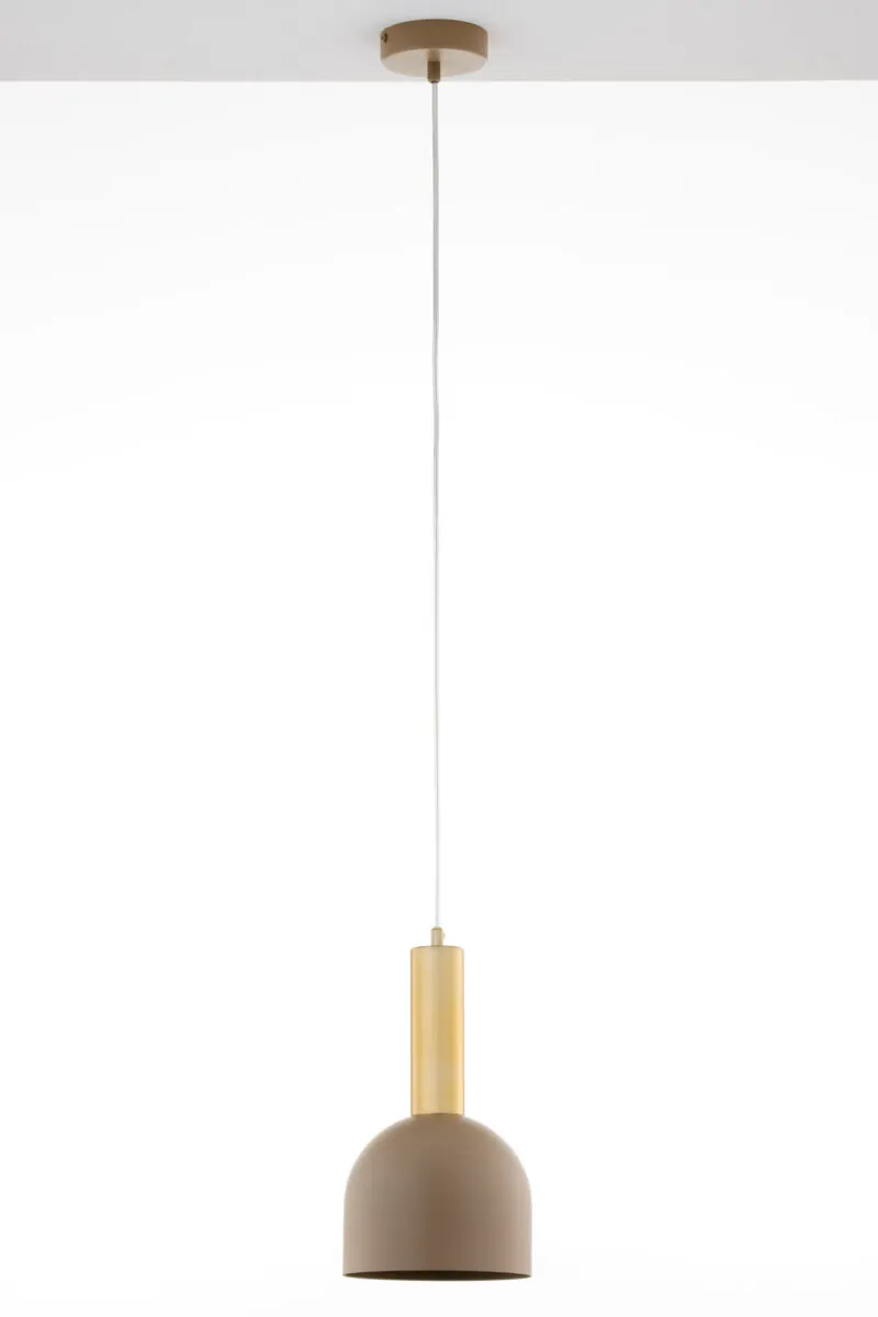 image lampa wisząca, pendant, metalowa osłona, kolor beżowy, styl skandynawski