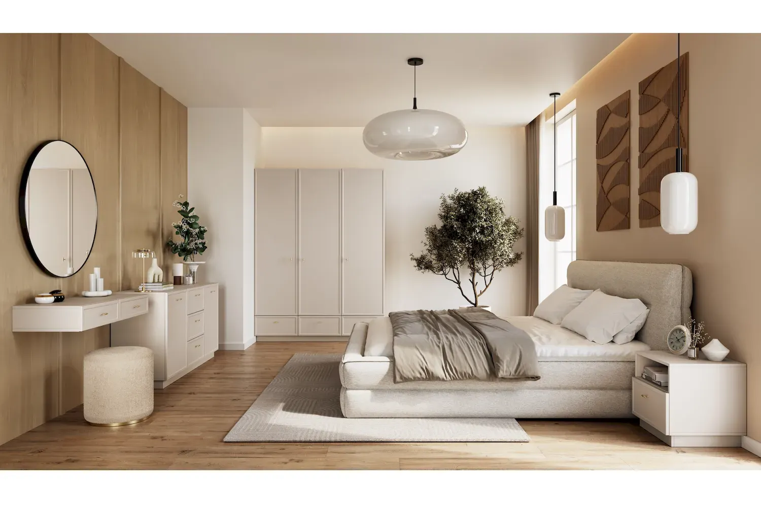 Komoda 2-drzwoiowa z 3 szufladami LORINI 150 - cashmere uchwyt T-bar złoty cokół - B_166766