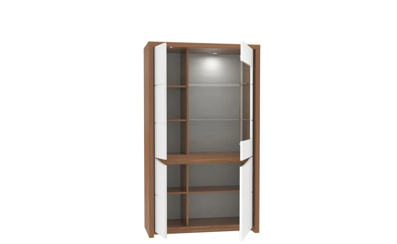 Witryna szklana SAINT TROPEZ 160x93 biała dąb sangallo - STZV621RB-J43