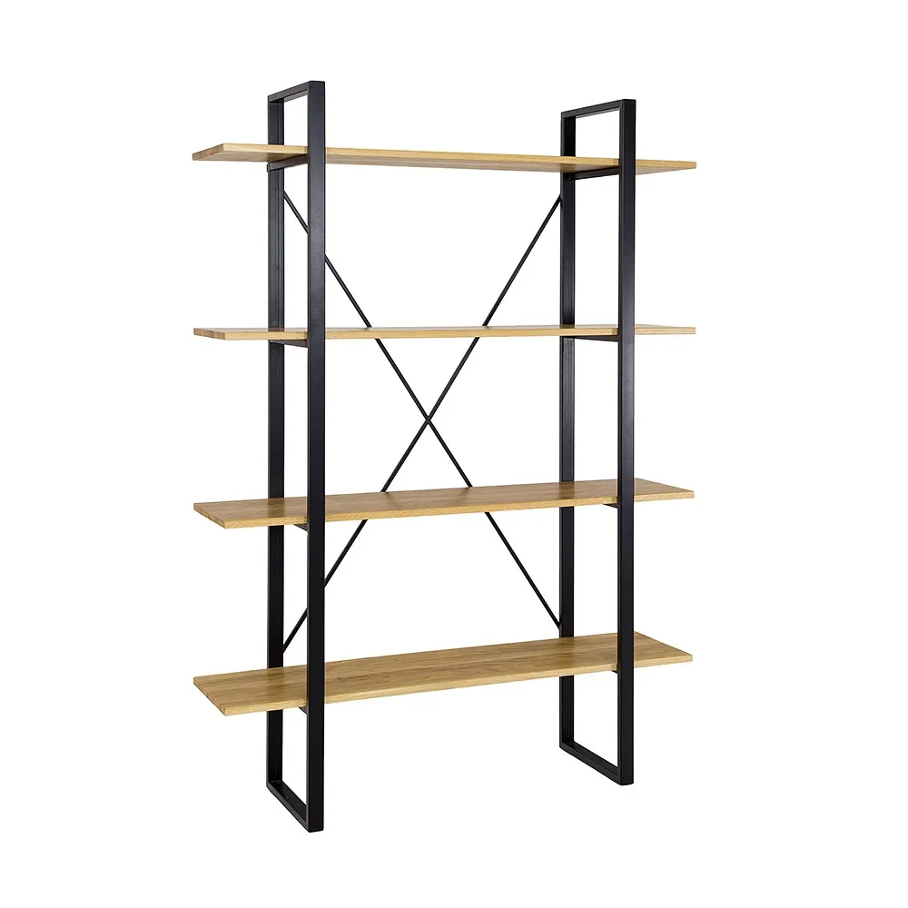 Regał dębowo-metalowy RG370 Naturalny 130x180 DREWMAX