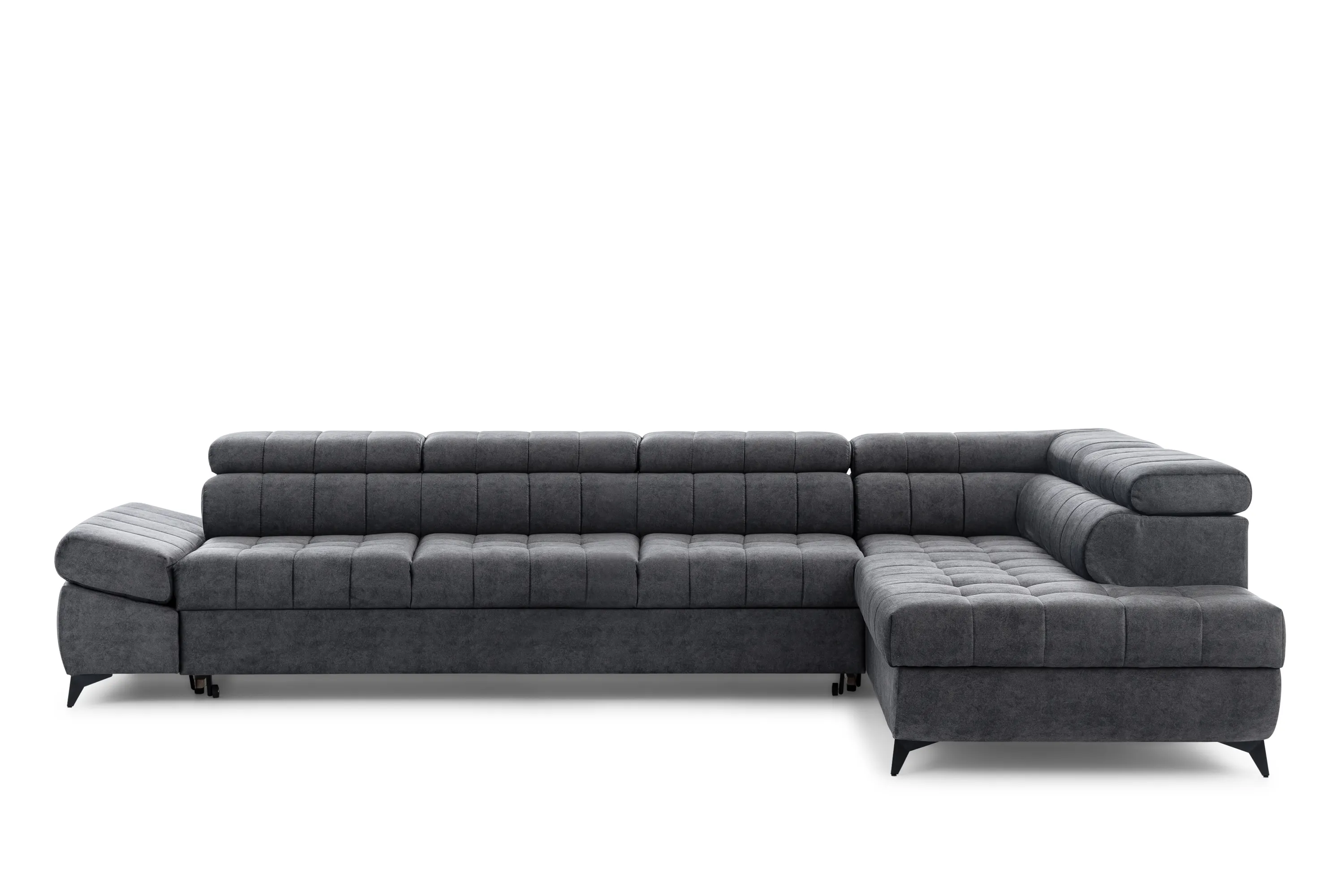 Narożnik prawostronny VALORIS MAXI regulowane zagłówki i podłokietniki tkanina Zetta 305 grafitowy - B_168597